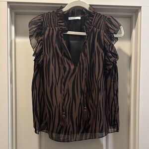 Brown Zebra Print Women's Top